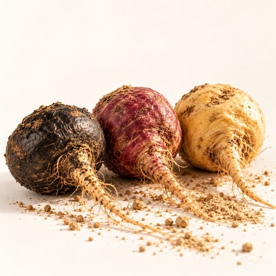 Maca noire, rouge et jaune